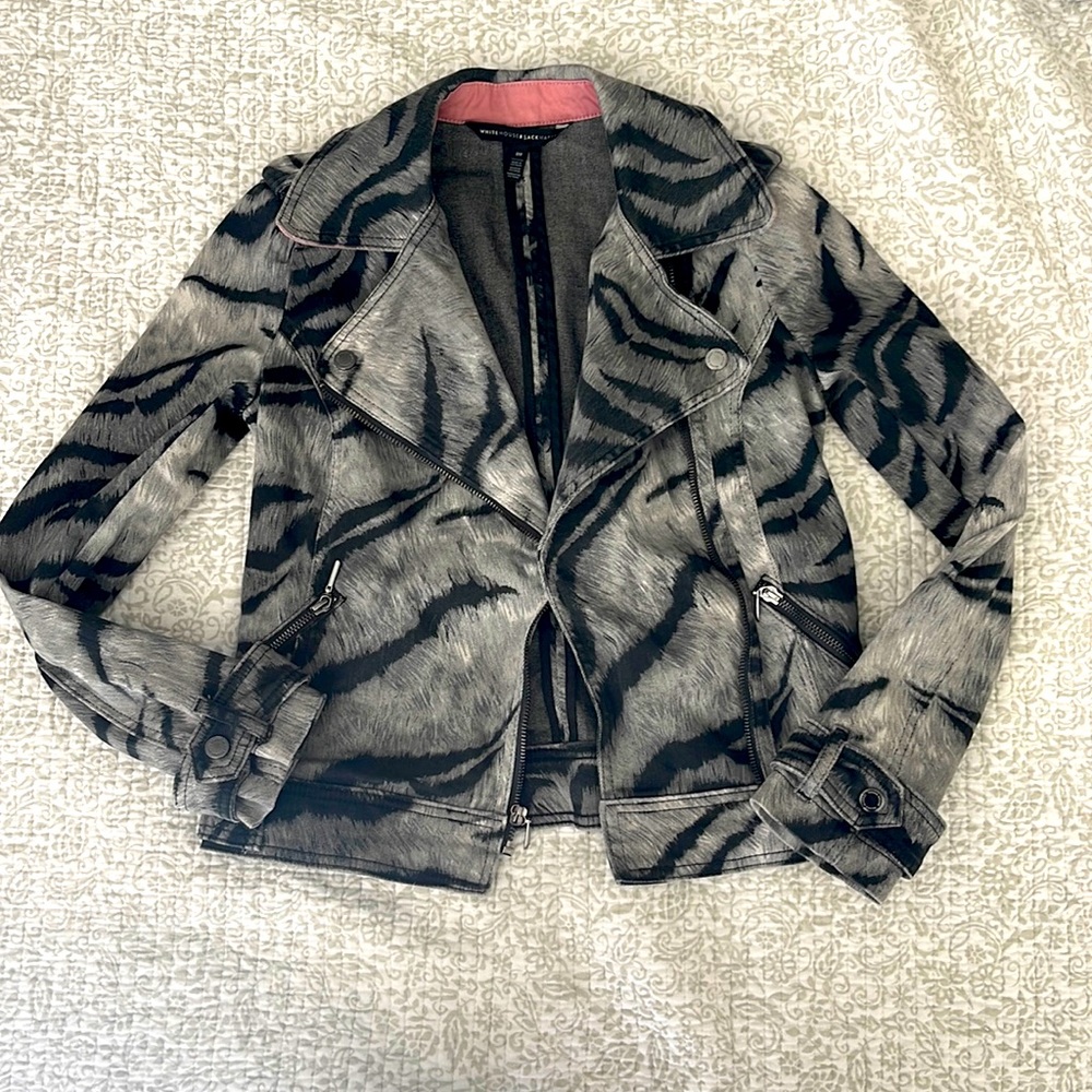 Denim moto style jacket, WHBM, size 00